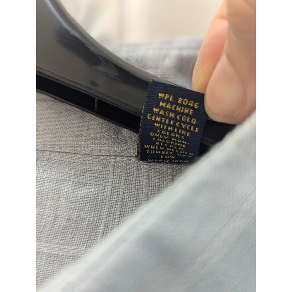 Club Room Blue Linen/Cotton Blend XXL One Pocket Short Sleeve Button Up - Picture 4 of 8